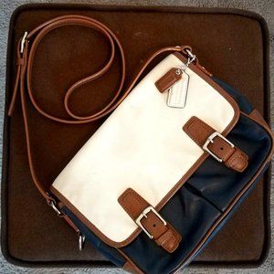 Coach F23383 Blue White Brown Colorblock Bag